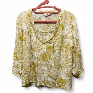 Lovestitch Boho Floral Print Women's Rayon Top - Yellow